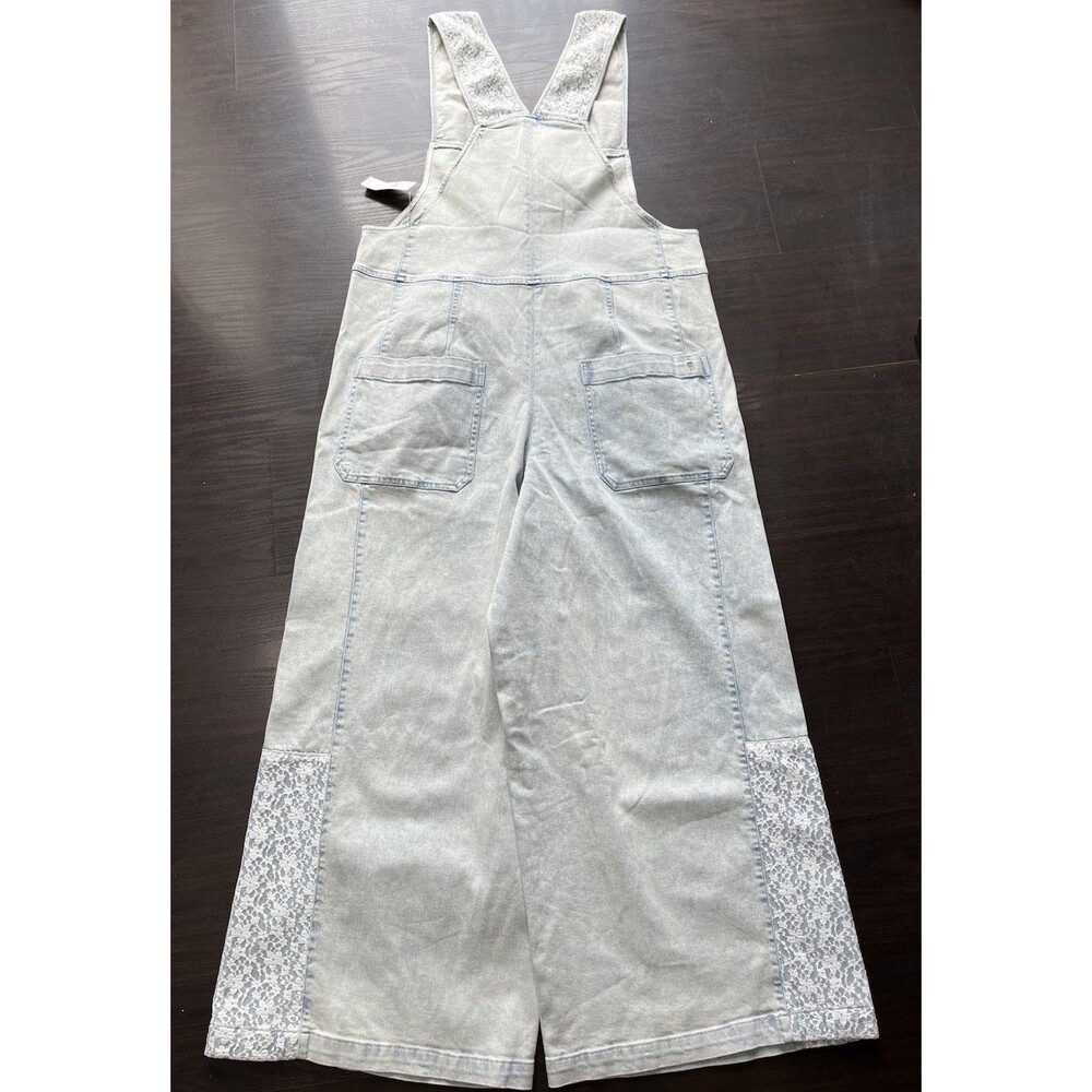 Pilcro Anthropologie Overalls Womens L Front Zip Wide Leg Jumpsuit Cropped Boho - Picture 7 of 16